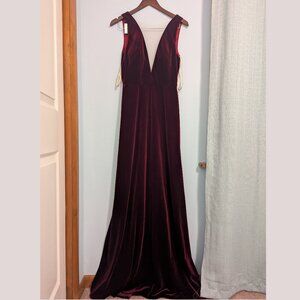 Jenny Yoo Logan Velvet Maxi Dress - Dark Berry - Size 4 - NWOT